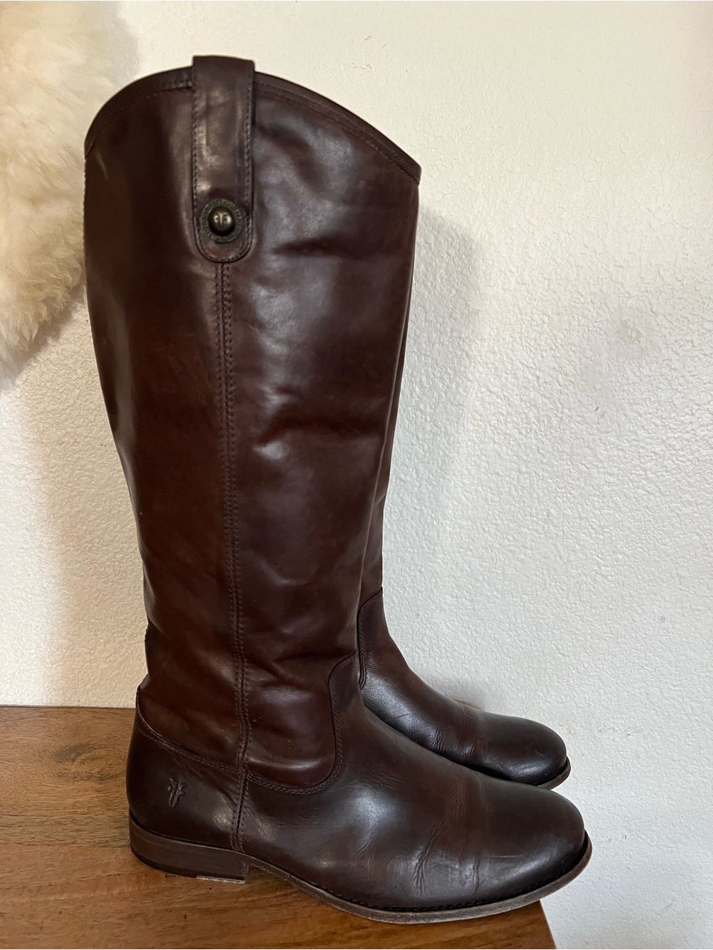 Frye Melissa Button Tall Cognac Leather Boots Size 9.5 B